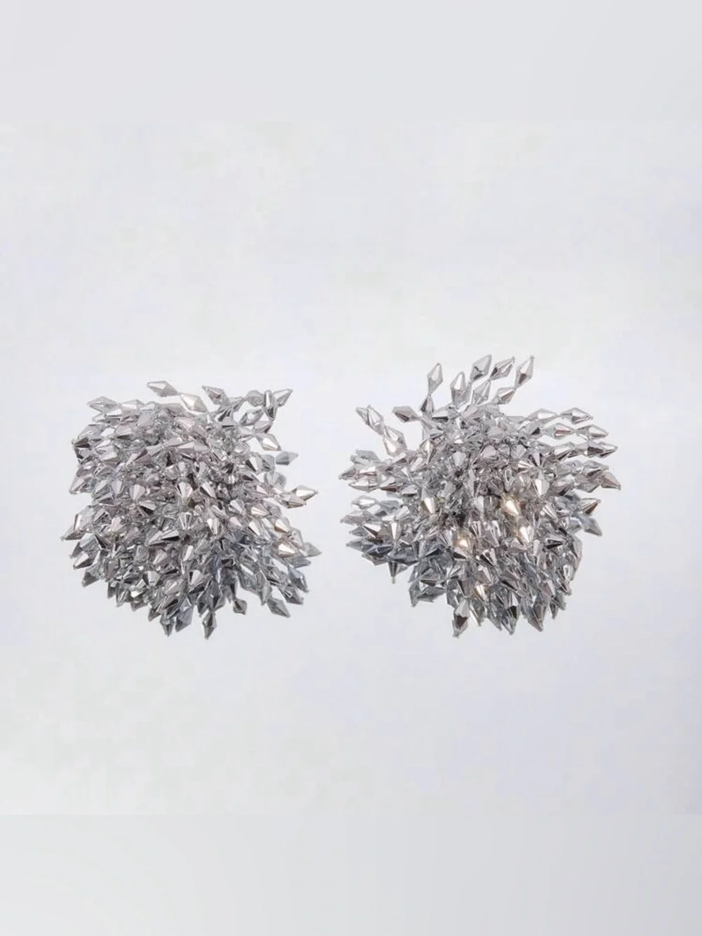✨Silver Crystal Cluster Statement Earrings - Women Jewelry